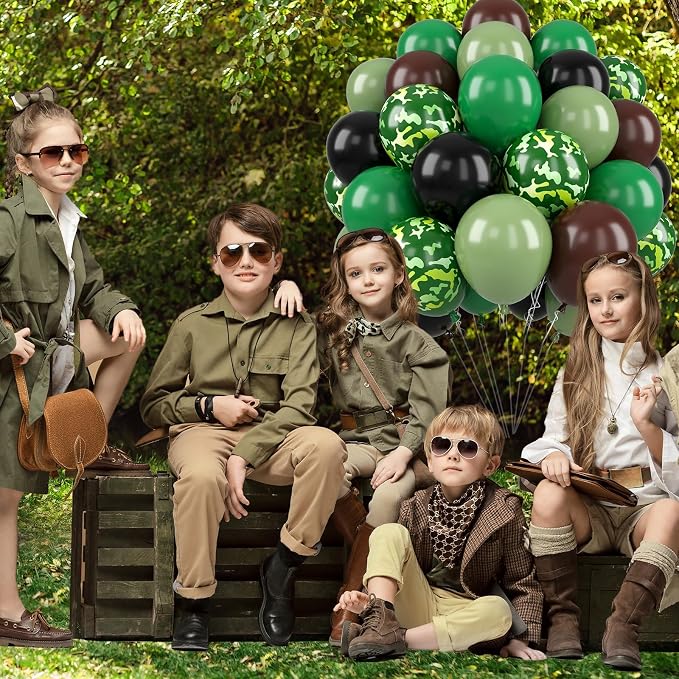Paready Camo Balloons, Camouflage Army Balloon, 12 Inch Dark Sage Green Black - Image 4