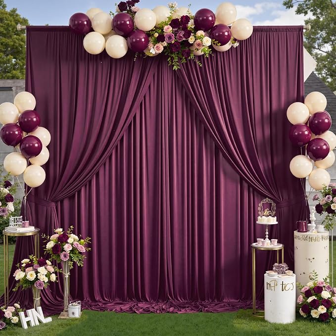 50ft×12ft Burgundy Backdrop Curtains - Image 2