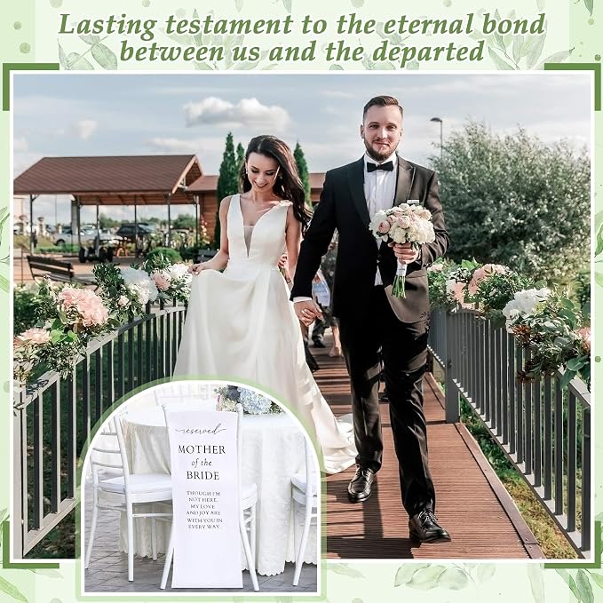 HunnmingRe Mother of the Bride Wedding Memorial Reserved Chair Sign Banner in - Image 4