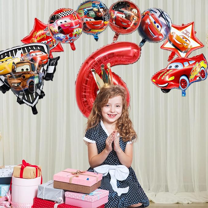 9 Pcs Car Theme Happy Birthday Decorations, Cute Cartoons Party Decorations - Image 5