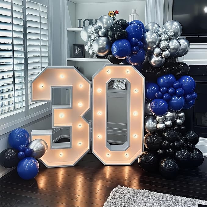 Black Blue Silver Balloons 12 Inch Graduation Balloon Navy Royal Blue Metallic - Image 6