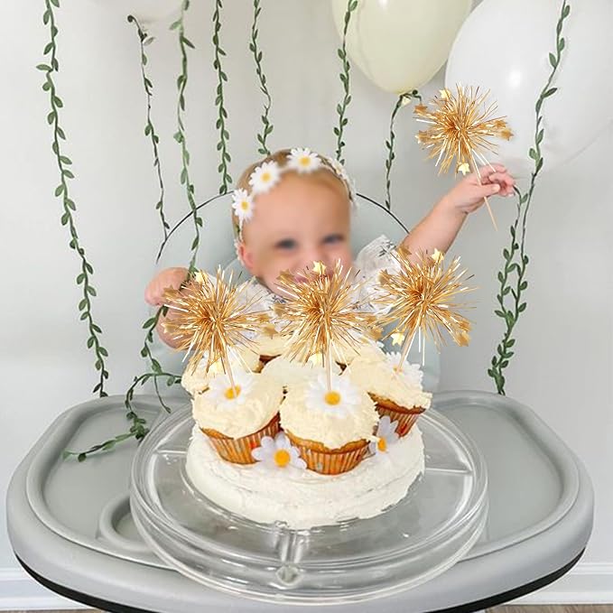 30 PCS Foil Firework Cupcake Toppers Happy Birthday Cake Toppers Star Sparkle - Image 7
