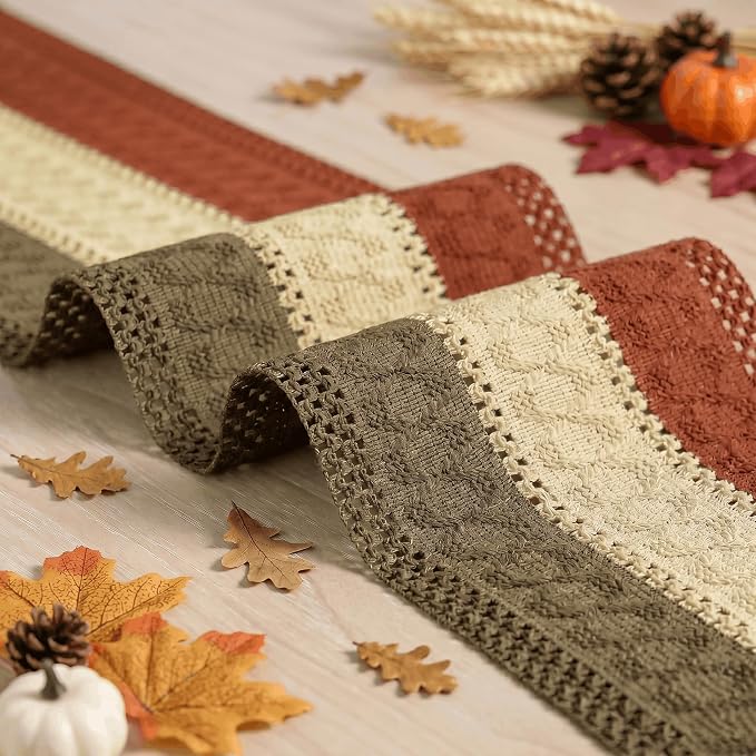 Artoid Mode Caramel Brown Coffee Farmhouse Rustic Table Runner 12x108 Inch | - Image 6