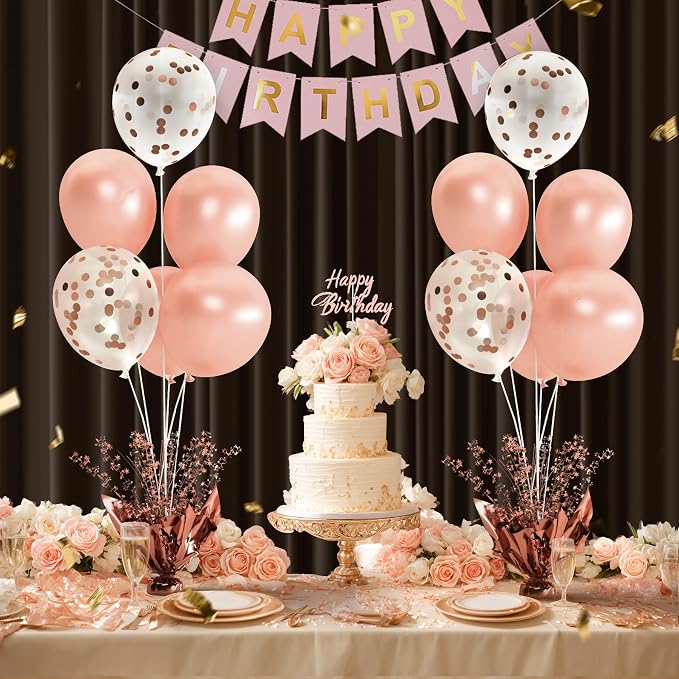 2 Set Rose Gold Christmas Table Balloons Foil Spray Table Centerpiece - Image 2