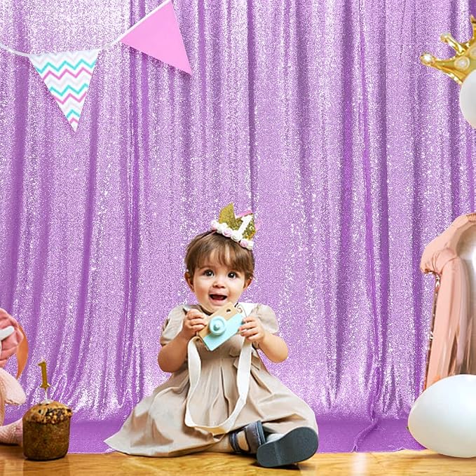 SquarePie 8x8ft Lavender Sequin Backdrop, High Density Non-Transparent Glitter - Image 8