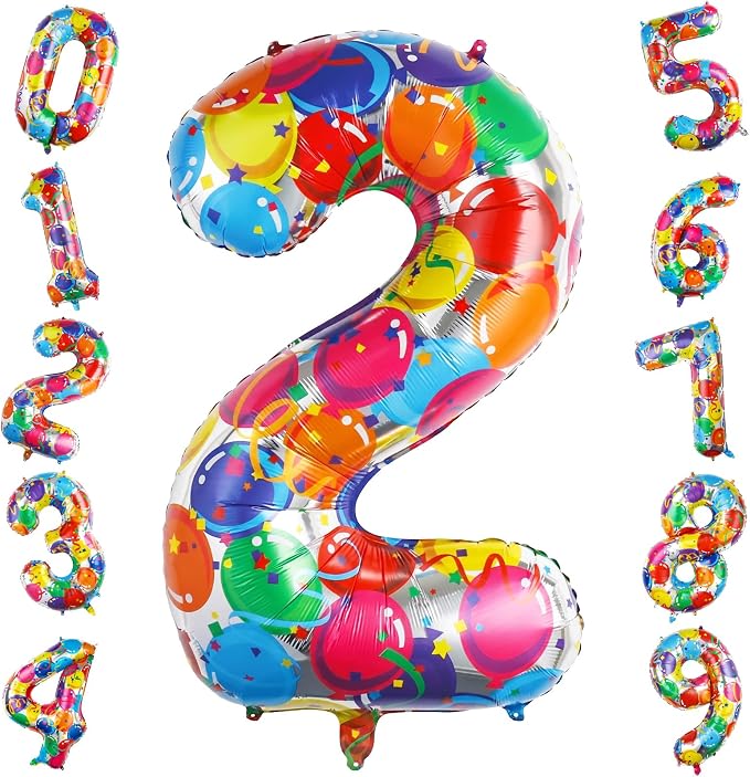 40 Inch Number 2 Balloon, Large Foil Mylar Number Balloon by TNCDJKPA