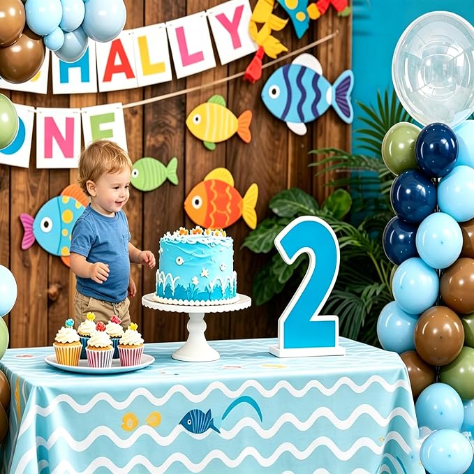 Fishing Birthday Party Balloon Column Stand Kits 2 Sets | 122Pcs Blue Green - Image 5