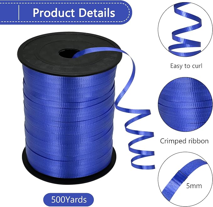 500 Yards Dark Blue Crimped Texture Curling Ribbon - Image 2