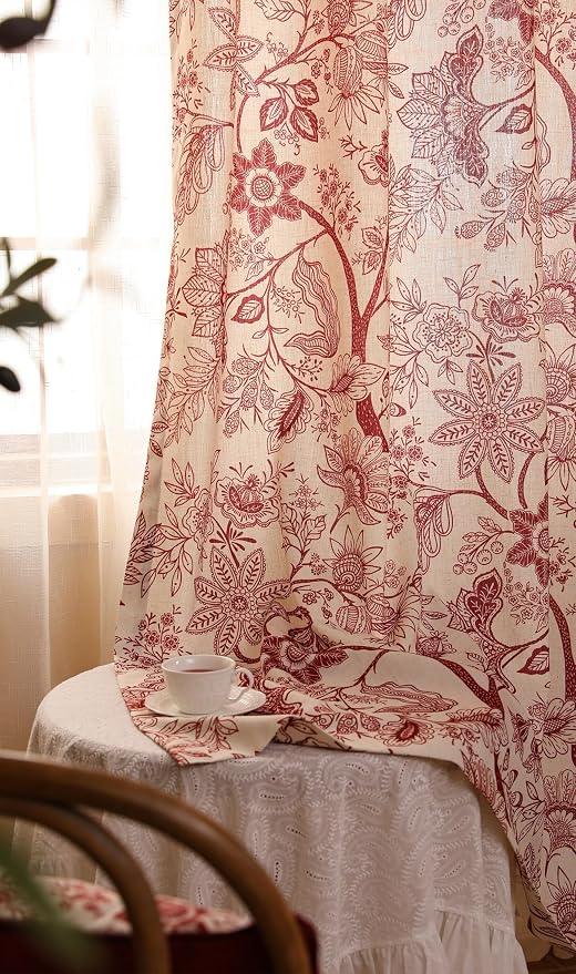Designer Elegant Linen Printed Curtains, 2 Panels, kitchen Bedroom Living Room - Image 9