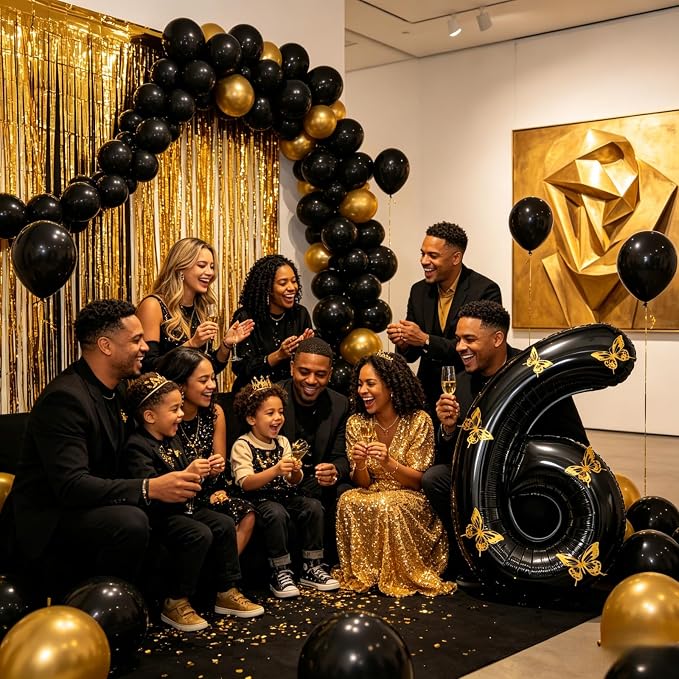 40 Inch Black Number 6 Balloon - Image 3