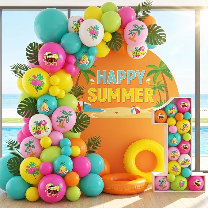 FunHot Tropical Balloons, 12 Inch Colorful Aloha Hawaiian Helium Latex Balloons - Image 5