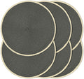 Round Placemats Set of 6, Woven Table Mats, Thin Edge, Charcoal Grey | Braided by Noctiflorous