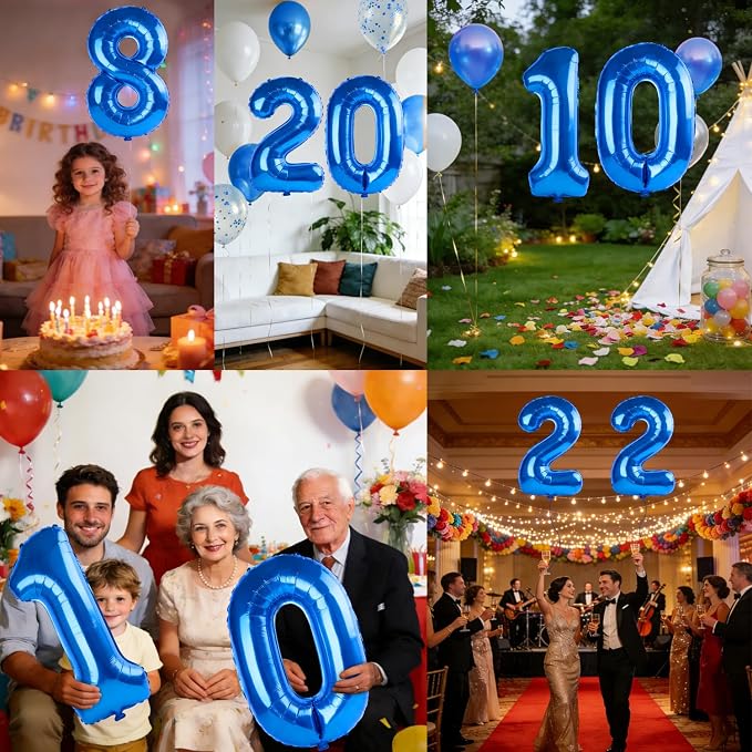 40 Inch Number 8 Balloons for 8th Birthday Party Decorations, 0-100 Dark Blue - Image 7