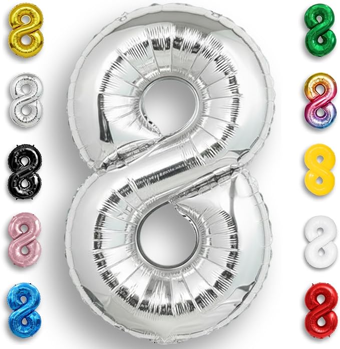 Silver Number Balloon 8 Mylar Foil Balloons 32 inch by Unknown