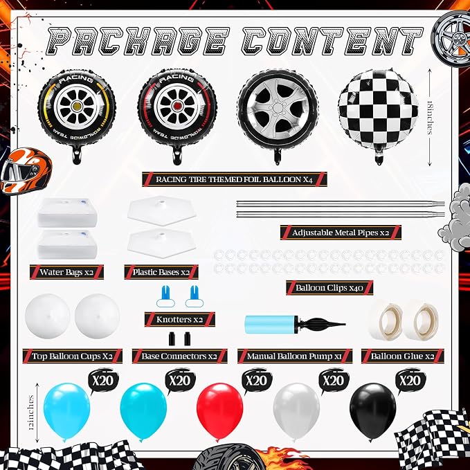 Kasyat 2 Sets Race Car Column Stand Kit Two Balloon Garland Arch Kit Dusty Blue - Image 2