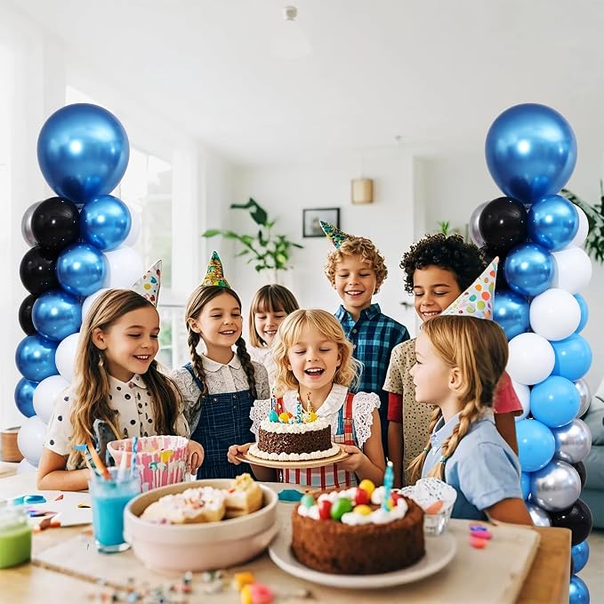 Blue and Silver Black Balloon Column Stand Arch Kit Set of 2 - Image 8
