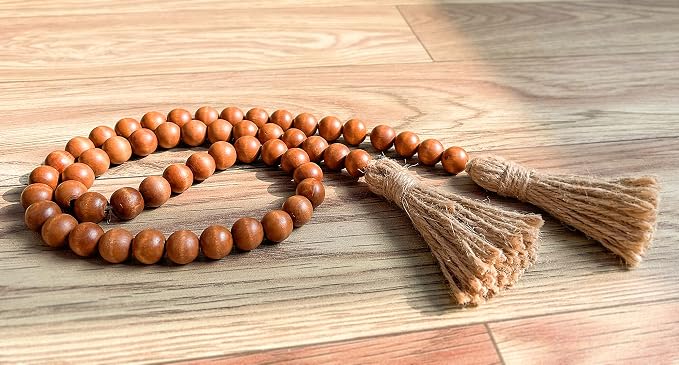 Meplait 39in Wood Bead Garland, Farmhouse Beads - Image 5