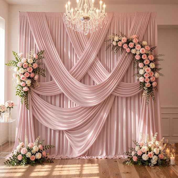 30ftx10ft Wrinkle Free Dusty Pink Backdrop Curtains - Image 3