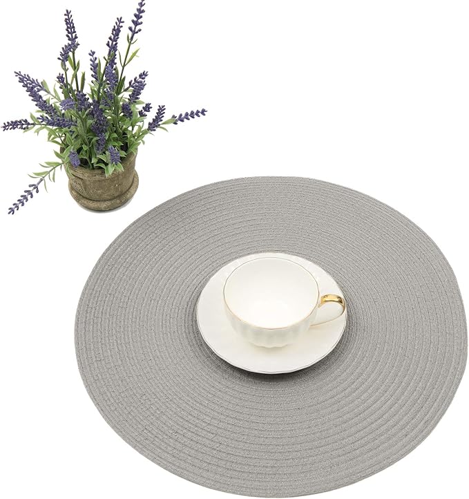 SHACOS Round Braided Placemats Set of 8 Washable Fabric Heat Resistant 15 inch - Image 4