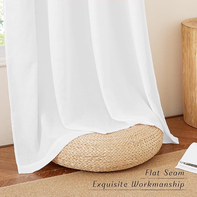 NICETOWN Linen White Curtains 96 inches Long - Image 6