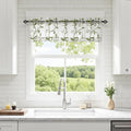 Kitchen Sheer Cafe Curtains Embroidered Leaves Green 54Wx16L | Light Filtering by VISIONTEX