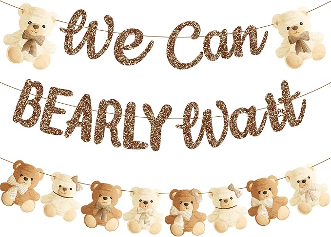 umoni Teddy Bear Banner, We Can Bearly Wait, Baby Shower Decorations, Gender by umoni