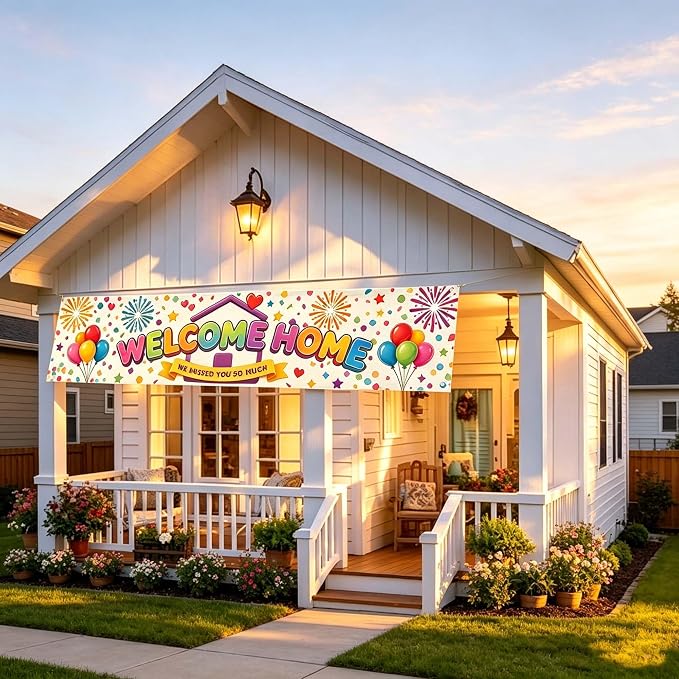 Bafode 6x1.3FT White Welcome Home Banner Sign - Image 6
