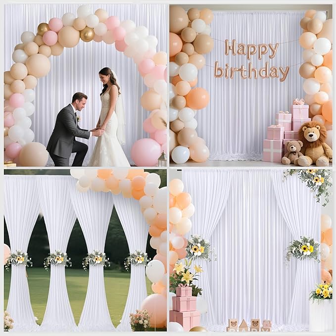 10x10ft Backdrop Curtains for Parties, 2 Panels 5x10ft Photography Backdrop Curtain with Rod Pocket,Backdrop Polyester Background Drapes,Wedding Backdrop Drapes for Birthday Baby Shower Home Decor