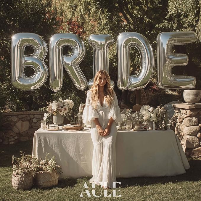 AULE 40 Inch Silver F Balloon Letter Foil A-Z Birthday Big Alphabet | Birthday - Image 2