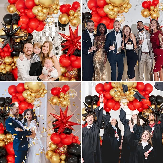 146pcs Red Black and Gold Balloons Garland Arch Kit - Image 3