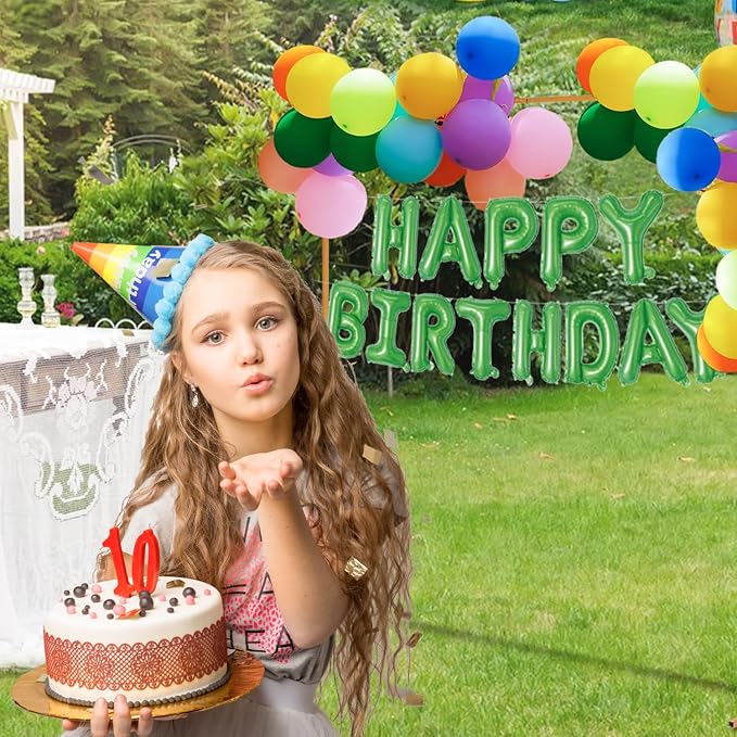 Green Happy Birthday Balloons Banner 16 Inch Mylar Foil Letters, Inflatable - Image 7