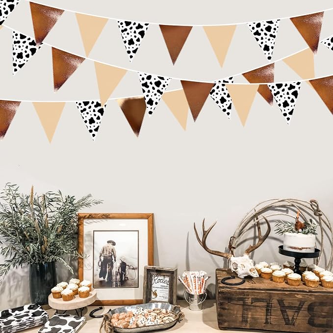 32Ft Cow Party Decorations Western Cowboy Triangle Flag Fabric Banner Pennant - Image 3