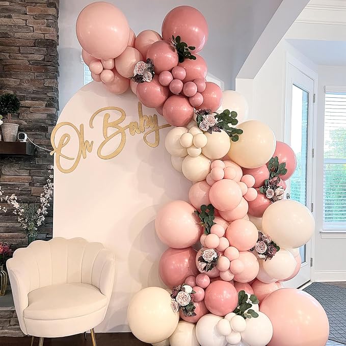 Dusty Pink Balloons 12 inch, Dusty Rose Latex 50pcs Party Balloons | Boho - Image 7