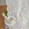 FINECITY Short Ivory Floral Lace Kitchen Curtains W42xL36 Inch, 2 Panels | Rod by FINECITY