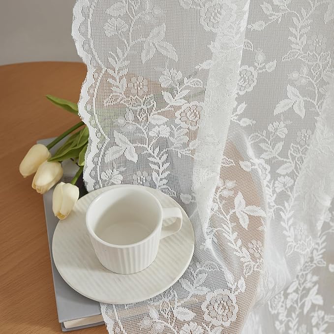 FINECITY Short Lace Curtains 54 Inch Length by FINECITY