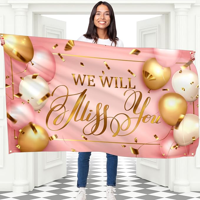 We Will Miss You Banner - 5ft x 3ft - Farewell Party Decoration - Double by Bravita