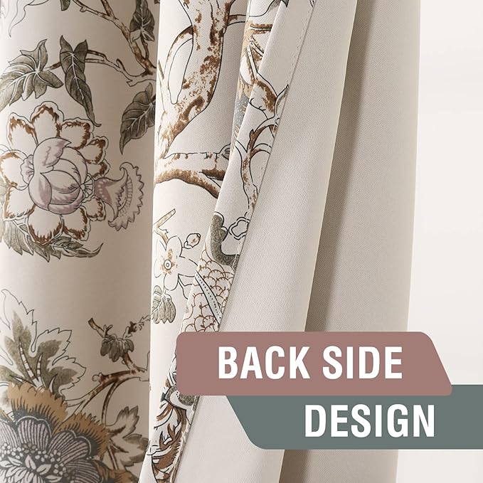 H.VERSAILTEX Blackout Curtains 63 Inch Length 2 Panels Set Floral Print Curtain - Image 6