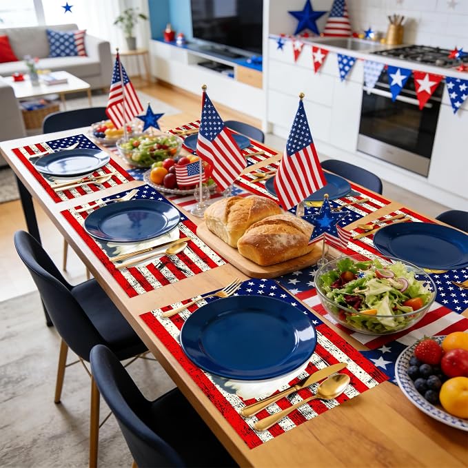 50Pcs Patriotic Disposable Paper Placemats American Flag Vintage Table Mats | - Image 7