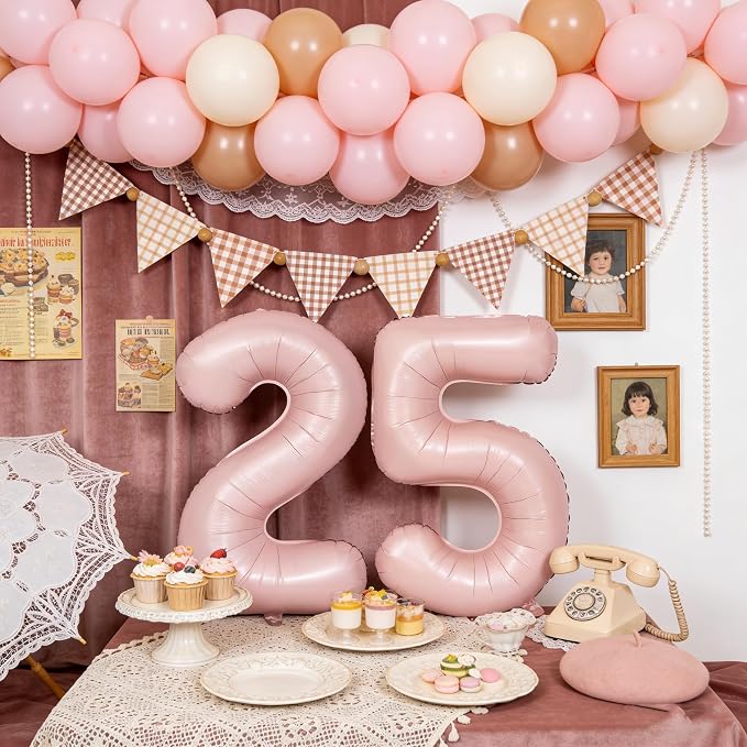40 In Matte Pink Number Balloons Helium Foil Mylar Balloon Digital 80 | Suitable - Image 5