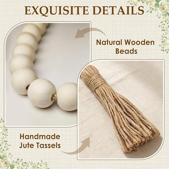Buachois Farmhouse Beads 24in Wood Bead Garland - Image 4