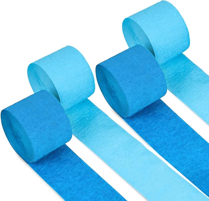 4 Blue Streamers, 328ft Pack of Crepe Paper Bachelorette Party Decorations | by CaptainD%C3%A9cor