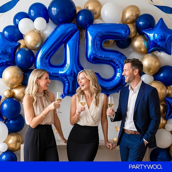 PartyWoo Number Balloons 40 Inch Blue Number 5 Kit - Image 4