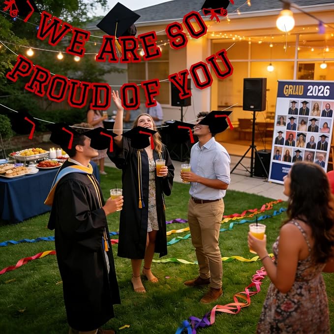 We Are So Proud Of You Banner Graduation Party Decorations Congrats Grad Cap - Image 4