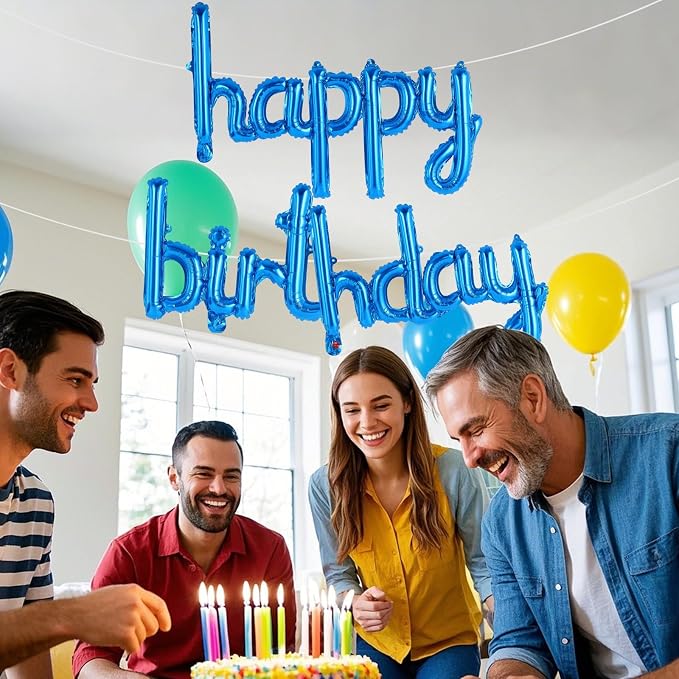 Happy Birthday Balloons Banner Foil Letters Balloons Connected, Personalized - Image 5