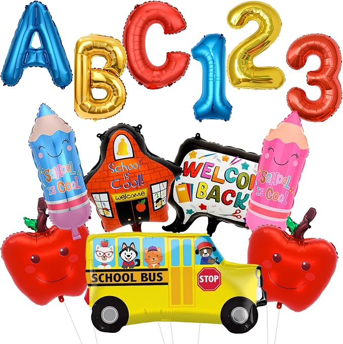 Back to School Balloons, Back to School Decorations, ABC 123 Foil Balloons | by FUDEFER