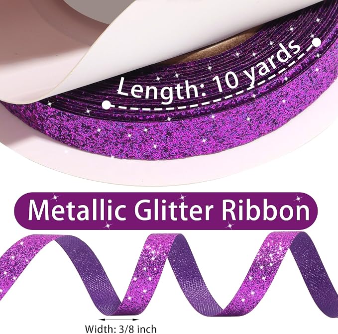 Dark Purple Metallic Glitter Ribbon - Image 3