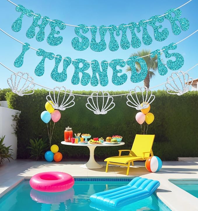 The Summer I Turned 15 Banner, Summer Beach Themed 15th Birthday Party - Image 3