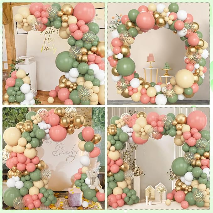 Amandir 153pcs Retro Green Pink Balloon Garland Arch Kit Different Sizes | 18 - Image 4