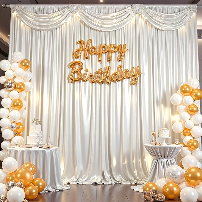 40x10ft Ivory Glitter Backdrop Curtain - Image 8