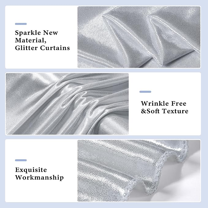 Outpain Thick 30 ft x 10 ft Silver Sequin Backdrop Curtain - Image 3